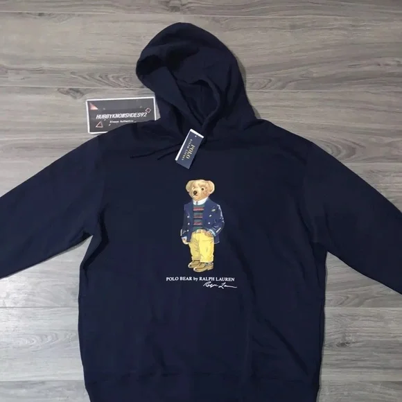 Ralph Lauren Navy Blue Hoodie with Bear Graphic - Picture 3 of 7